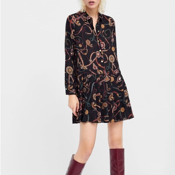 zara chain print dress